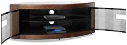 "Rackhams PANGEA Black with Walnut Veneer Beam-Thru Glass Door Curved Unit Tru-Corner 32""-50"" TV Cabinet - 1 - MDF - Black Walnut" - thumbnail 4