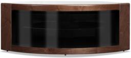 "Rackhams PANGEA Black with Walnut Veneer Beam-Thru Glass Door Curved Unit Tru-Corner 32""-50"" TV Cabinet - 1 - MDF - Black Walnut" - thumbnail 6