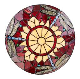 Rackhams Traditional Red Dragonfly Tiffany Glass Easy Fit Pendant Shade - thumbnail 2