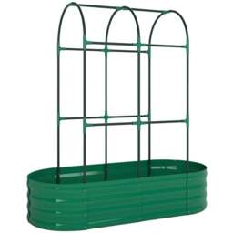 Rackhams Galvanised Raised Garden Bed with Arched Trellis, 4 x 2 x 4.6ft Metal Raised Bed for Garden with Open Bottom, Green - Green - thumbnail 2