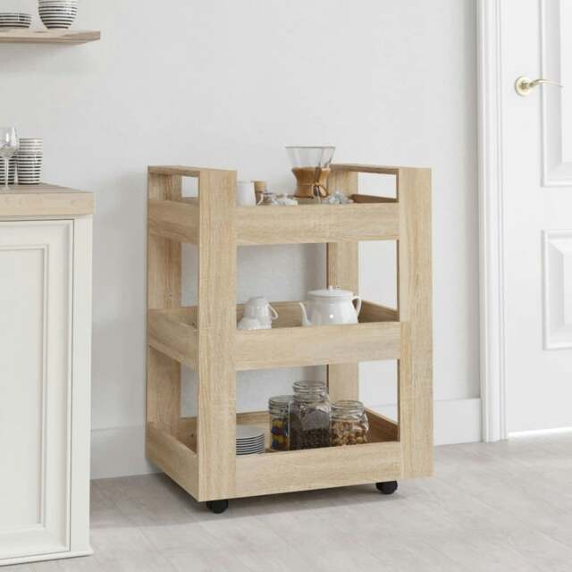 Rackhams Kitchen Trolley Sonoma Oak 60x45x80 cm Engineered Wood