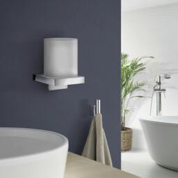 Rackhams Frosted Glass Soap Dispenser with Polished Chrome Wall Mount Refillable Bathroom Kitchen Hand Wash Sanitiser - thumbnail 2