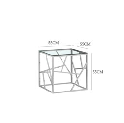 Rackhams Glass And Metal Square End Table Side Table In Gold Or Silver Living Room - Gold - thumbnail 4