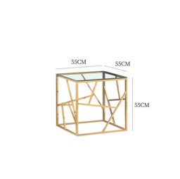 Rackhams Glass And Metal Square End Table Side Table In Gold Or Silver Living Room - Gold - thumbnail 3