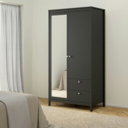 Rackhams Madrid Wardrobe with 1 door + 1 mirror door + 2 drawers Matt Black - Black - Malemine - 1 - thumbnail 6