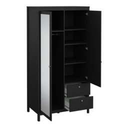 Rackhams Madrid Wardrobe with 1 door + 1 mirror door + 2 drawers Matt Black - Black - Malemine - 1 - thumbnail 5