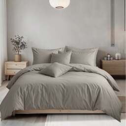 Rackhams Plain Dyed Easy Care Polycotton Duvet Cover And Pillowcase/s Set Bed Linen - Silver - Single - thumbnail 1