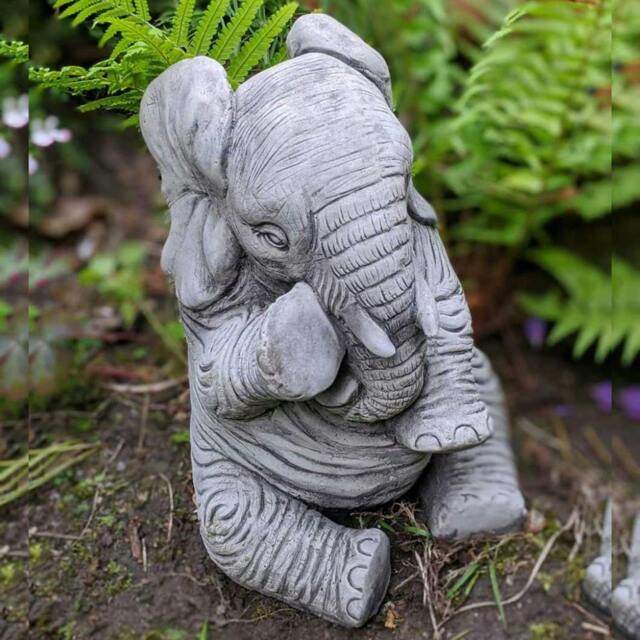 Rackhams Lovely Trunk-Down Large Elephant Garden Ornament - image 1