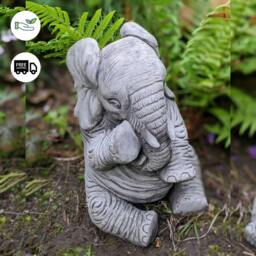 Rackhams Lovely Trunk-Down Large Elephant Garden Ornament - thumbnail 2