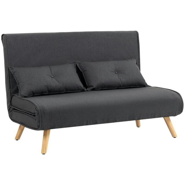 Rackhams Two-Seater Linen-Look Sofa Bed - Charcoal Grey