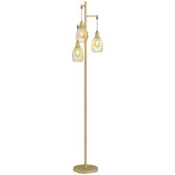 Rackhams Industrial 3-Light Floor Lamp Dimmable LED Standing Lamp - Gold - thumbnail 2