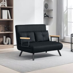 Rackhams Click Clack 2 Seater Sofa Bed for Living Room, Guest Room - Blue - Velvet (100% Polyester) - 2 Seater - thumbnail 2