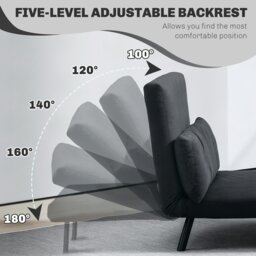 Rackhams Click Clack 2 Seater Sofa Bed for Living Room, Guest Room - Blue - Velvet (100% Polyester) - 2 Seater - thumbnail 6