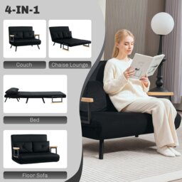 Rackhams Click Clack 2 Seater Sofa Bed for Living Room, Guest Room - Blue - Velvet (100% Polyester) - 2 Seater - thumbnail 5