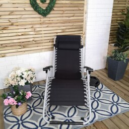 Rackhams Multi Position Garden Zero Gravity Relaxer Chair Sun Lounger in Black & Silver - SunLoungers - thumbnail 5