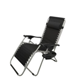 Rackhams Multi Position Garden Zero Gravity Relaxer Chair Sun Lounger in Black & Silver - SunLoungers - thumbnail 3