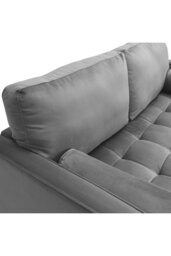 Rackhams 2-Seat Velvet Sofa with Bolster Pillows - Grey - thumbnail 4