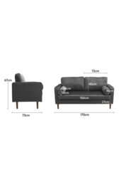 Rackhams 2-Seat Velvet Sofa with Bolster Pillows - Grey - thumbnail 6