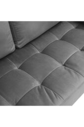 Rackhams 2-Seat Velvet Sofa with Bolster Pillows - Grey - thumbnail 5