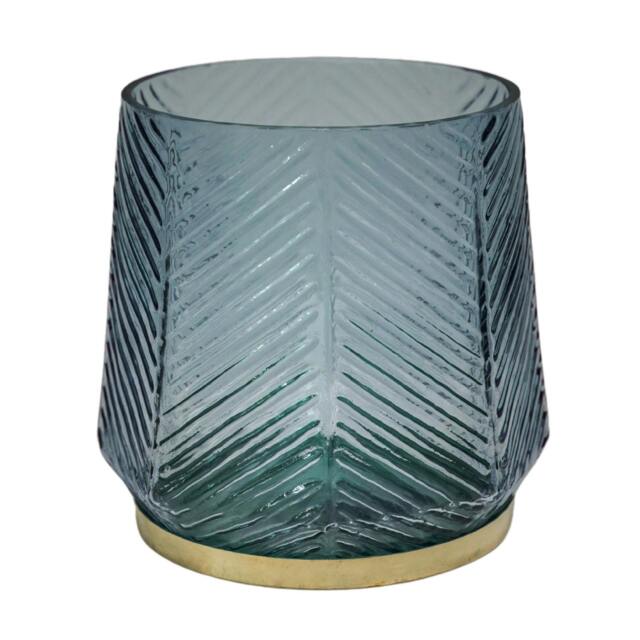 Rackhams Elm Embossed Candle Holder - Soft Blue - image 1