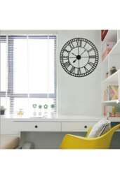 Rackhams 40cm Dia Black Round Roman Numeral Skeleton Wall Clock with Scale - Black - thumbnail 2