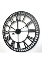Rackhams 40cm Dia Black Round Roman Numeral Skeleton Wall Clock with Scale - Black - thumbnail 5