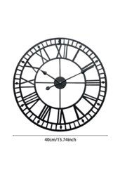 Rackhams 40cm Dia Black Round Roman Numeral Skeleton Wall Clock with Scale - Black - thumbnail 6