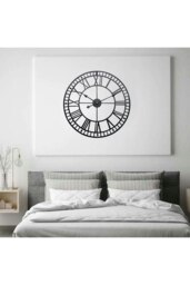 Rackhams 40cm Dia Black Round Roman Numeral Skeleton Wall Clock with Scale - Black - thumbnail 3