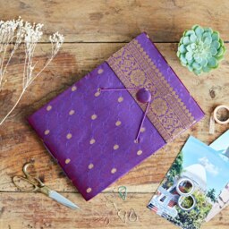 Rackhams Medium Sari Fabric Photo Album - Purple