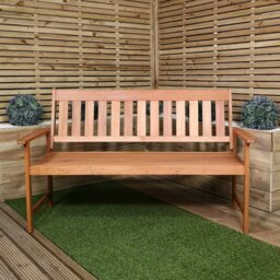 Rackhams Cartmel 3 Seater Outdoor Wooden Garden Patio Bench - thumbnail 1