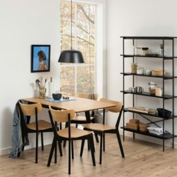 Rackhams Roxby Extending Dining Table 80-120cm in Oak & Black - Black - No - Brown - thumbnail 5