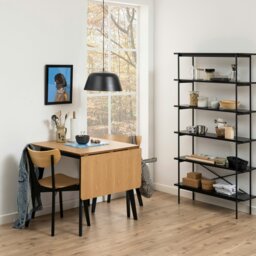 Rackhams Roxby Extending Dining Table 80-120cm in Oak & Black - Black - No - Brown - thumbnail 6