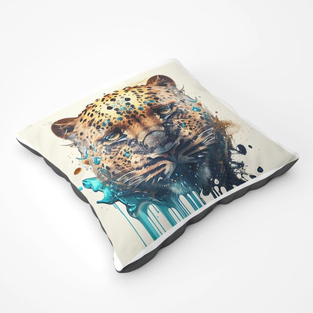 Rackhams Leapoard Face Splashart On Light Background Floor Cushion -