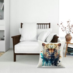 Rackhams Leapoard Face Splashart On Light Background Floor Cushion - - thumbnail 2