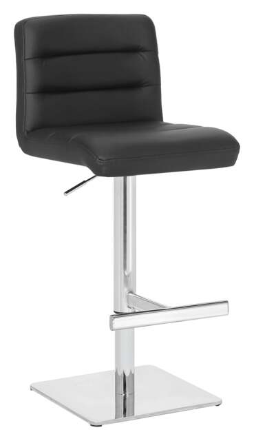 Rackhams Luscious Single Deluxe Kitchen Bar Stool, Chrome Footrest, Height Adjustable Swivel Gas Lift, Breakfast Bar & Home Barstool, Black - image 1