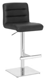 Rackhams Luscious Single Deluxe Kitchen Bar Stool, Chrome Footrest, Height Adjustable Swivel Gas Lift, Breakfast Bar & Home Barstool, Black - thumbnail 1
