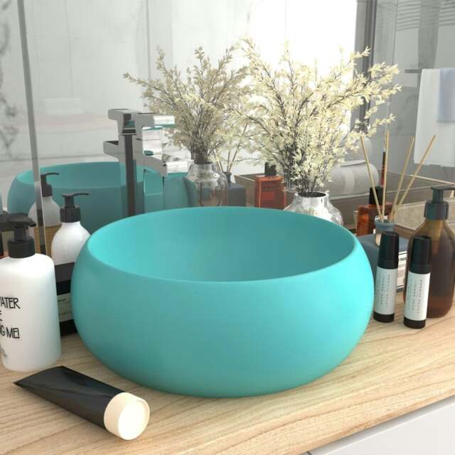 Rackhams Luxury Wash Basin Round Matt Light Green 40x15 cm Ceramic