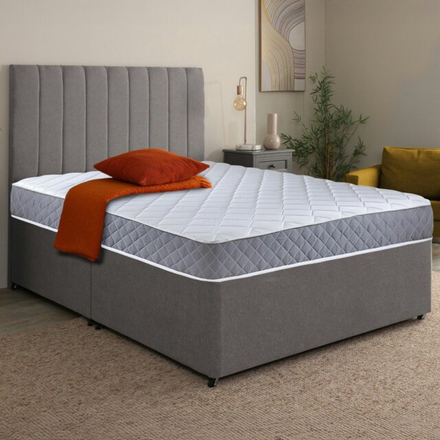 Rackhams Spring Coil Diamond Grey Essentials Mattress Foam Free Spring Coil - Grey - 1 - 4ft6 Double Mattress (135cm x 190cm) - image 1