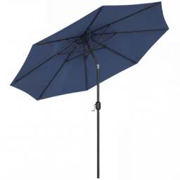 Rackhams 3(m) Garden Umbrella Outdoor Sunshade Canopy w/ Tilt & Crank Navy - Modern - Garden Parasol Umbrella - Navy Blue - thumbnail 2