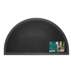 Rackhams Sesia Black Rubber Stud Half Moon Outdoor Scraper Doormat, 40x70cm - 1 - thumbnail 1