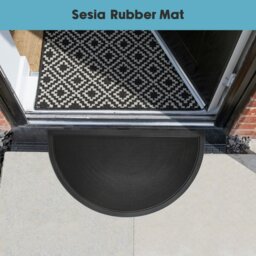 Rackhams Sesia Black Rubber Stud Half Moon Outdoor Scraper Doormat, 40x70cm - 1 - thumbnail 6