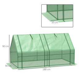 Rackhams Mini Small Greenhouse with Steel Frame & PE Cover & Zippered Window Poly tunnel Steeple for Plants Vegetables, 180 x 90 x 90 cm, Green - thumbnail 2