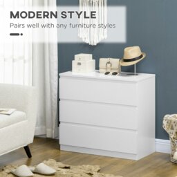 Rackhams Chest of Drawers, 3 Drawer Storage Cabinet Unit for Bedroom, White - White - 3 - thumbnail 4