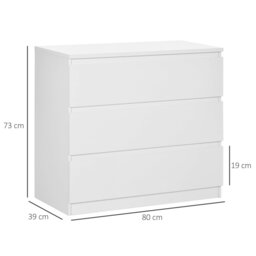 Rackhams Chest of Drawers, 3 Drawer Storage Cabinet Unit for Bedroom, White - White - 3 - thumbnail 3