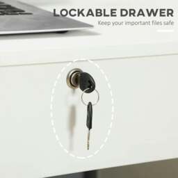 Rackhams Computer Desk, Home Office Desk with Lockable Drawer, Storage Shelf for Study Bedroom, 110 x 50 x 76 cm, White - thumbnail 4
