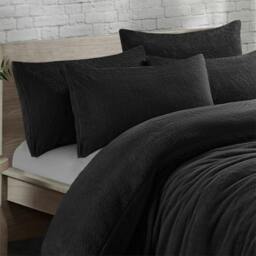 Rackhams Teddy Fleece Duvet Covet Set - Black - Single - thumbnail 2