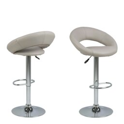 Rackhams Plump Light Grey Swivel Bar Stool with Open Back - 1