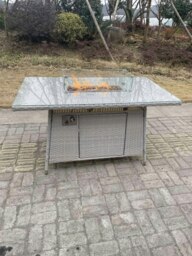 Rackhams Rattan Garden Furniture Set with Gas Fire Pit Dining Table, 2 Sofas & 2 Chairs - 8 Seater - Light Grey - thumbnail 4