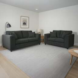 Rackhams Quilted Full Fabric Chenille Sofa Suite - Black