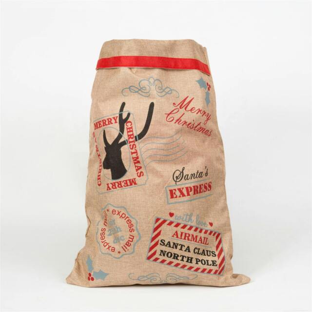 Rackhams Large Vintage Hessian Christmas Stocking Sacks, Brown, 12 Pack, 70 x 50 cm - image 1